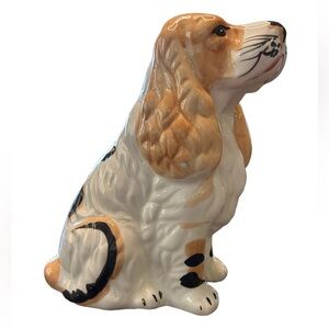 VTG 60s 70s ceramic cocker spaniel coin bank kitsch whimsical retro big eyes 8in